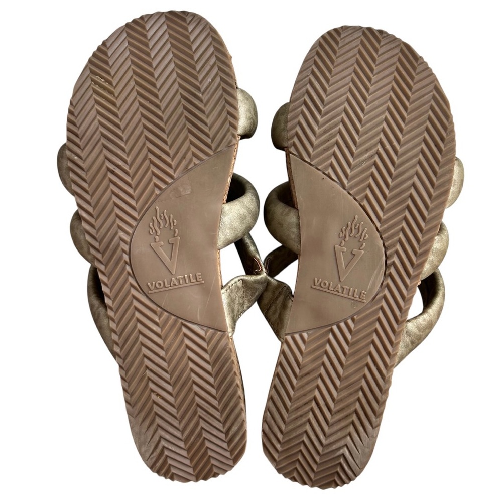 VOLATILE Women’s Gillette Slide Sandal Metallic Leopard Print Tri-Band Cork 5.5? - Picture 9 of 15